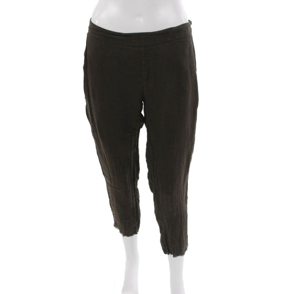Jaga Womens Cropped Linen Pants Brown Pull On Size 1